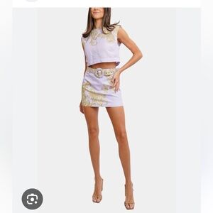 Hemant and Nandita Hemline Exclusive Crop Top and Mini Skirt with Buckle Belt
